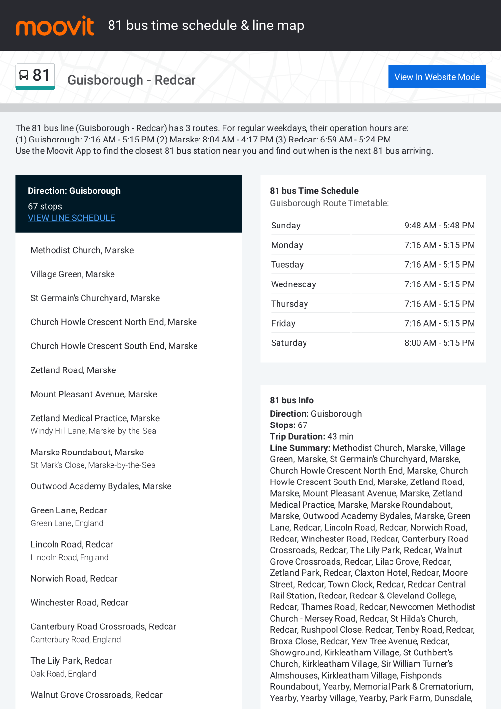 81 Bus Time Schedule & Line Route