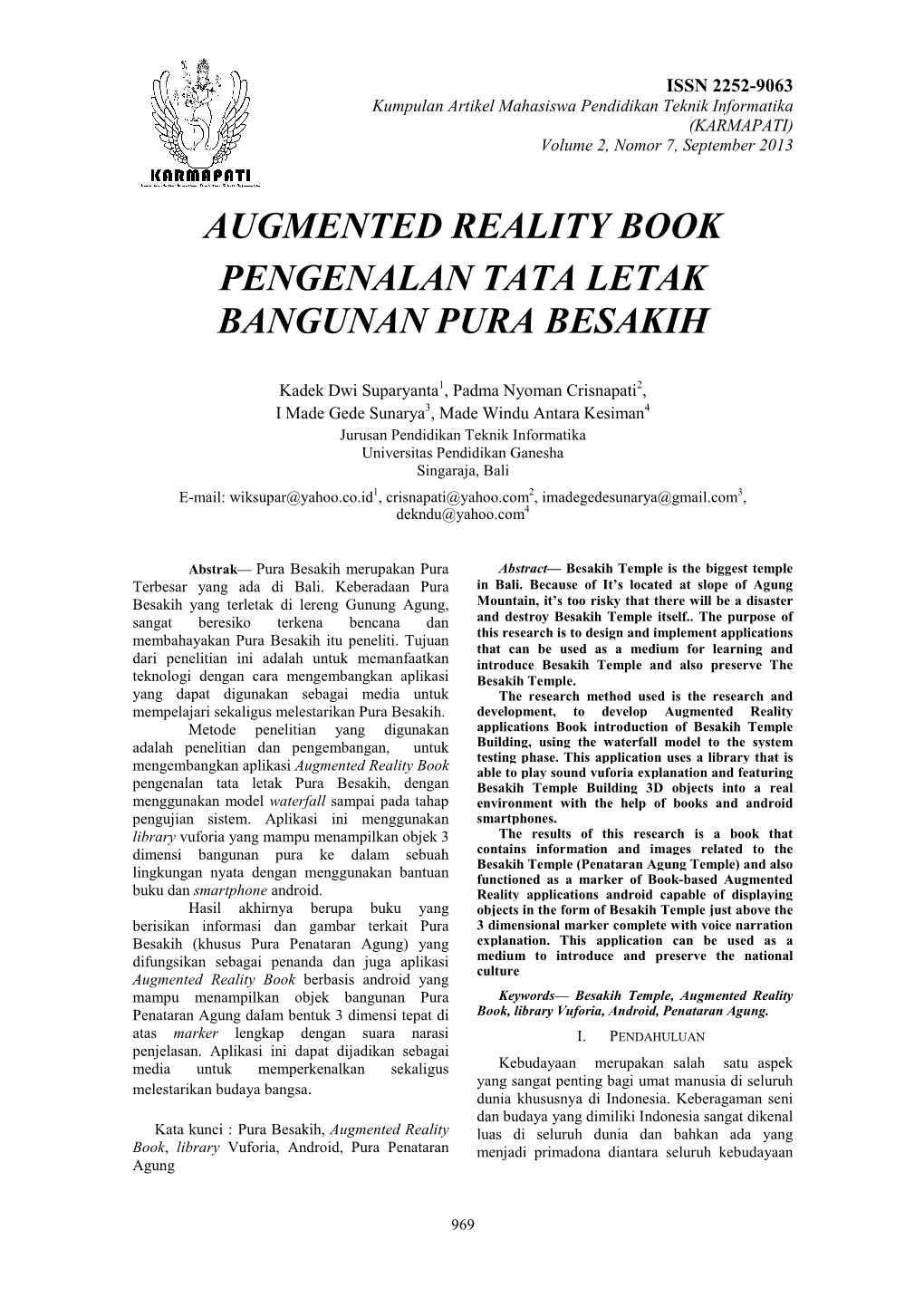 Augmented Reality Book Pengenalan Tata Letak Bangunan Pura Besakih