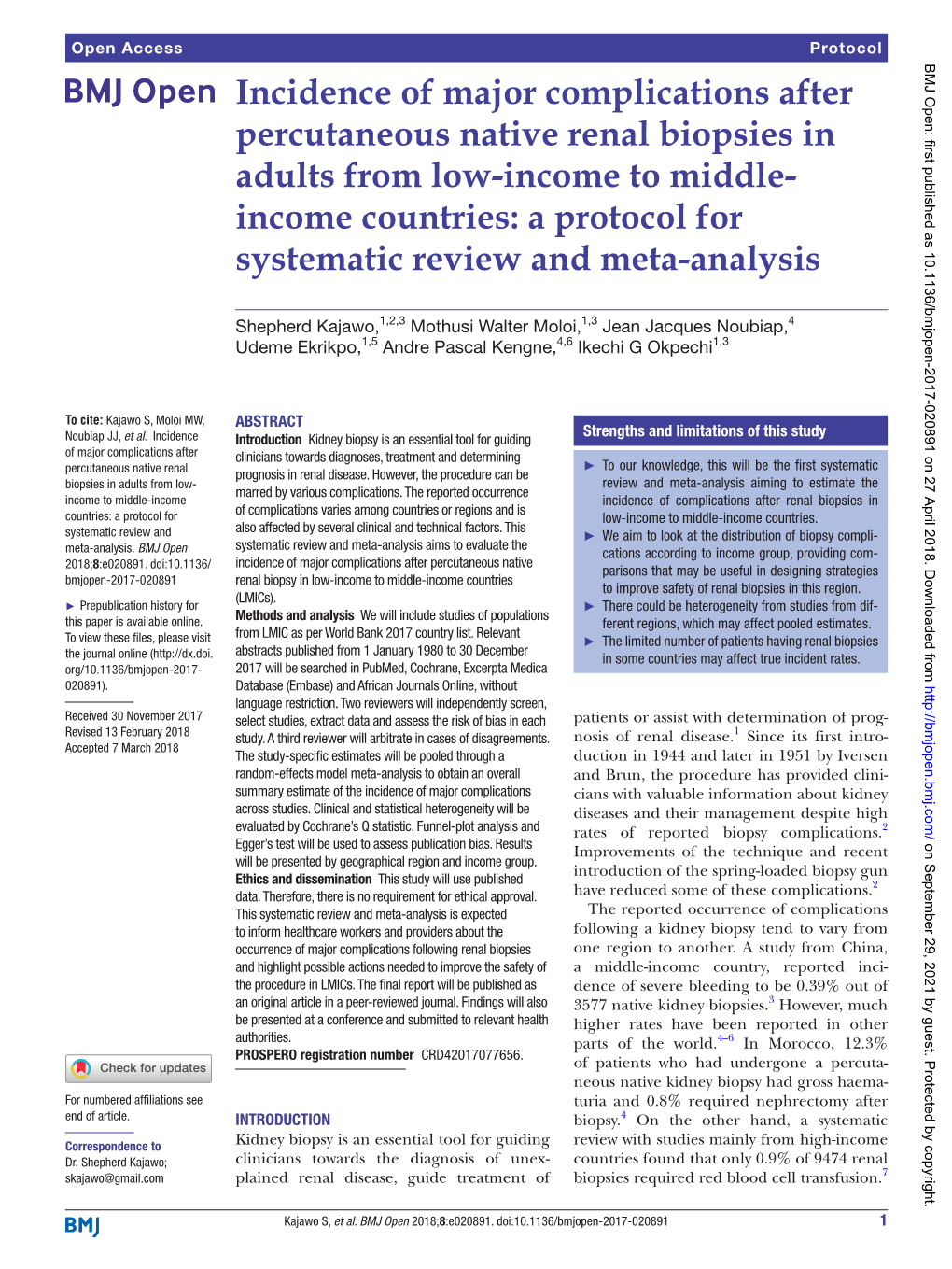 Incidence of Major Complications After Percutaneous Native