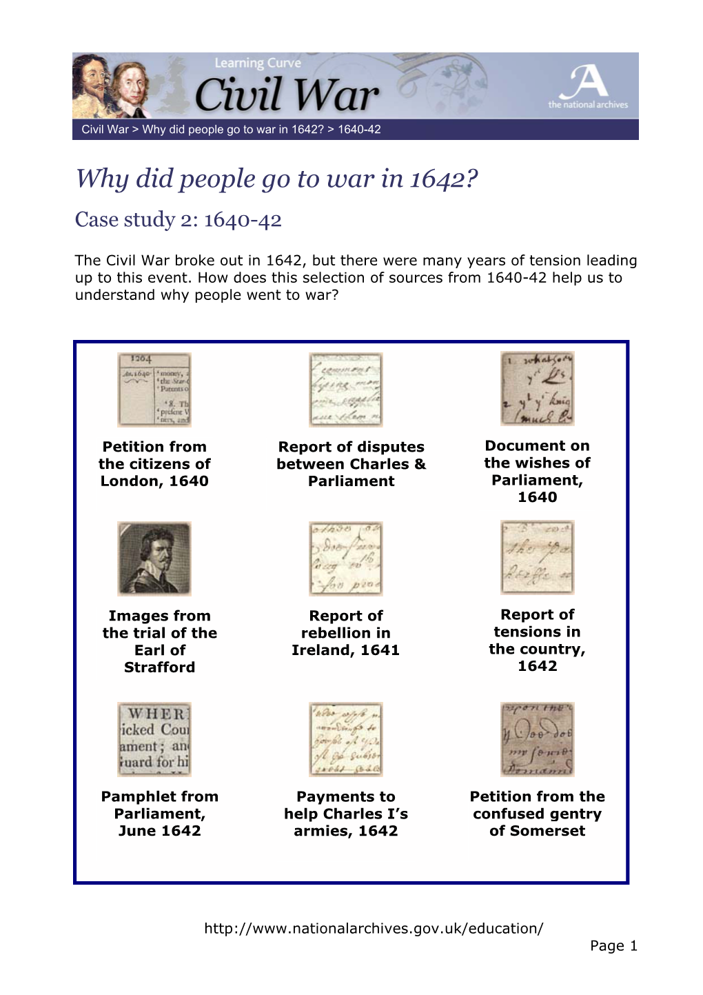 Why Did People Go to War in 1642? > 1640-42