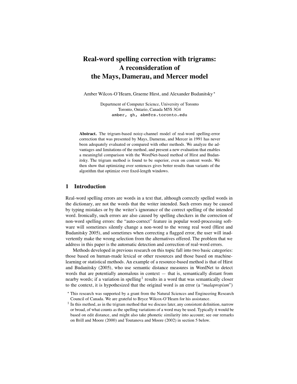 Real-Word Spelling Correction with Trigrams: a Reconsideration of the Mays, Damerau, and Mercer Model