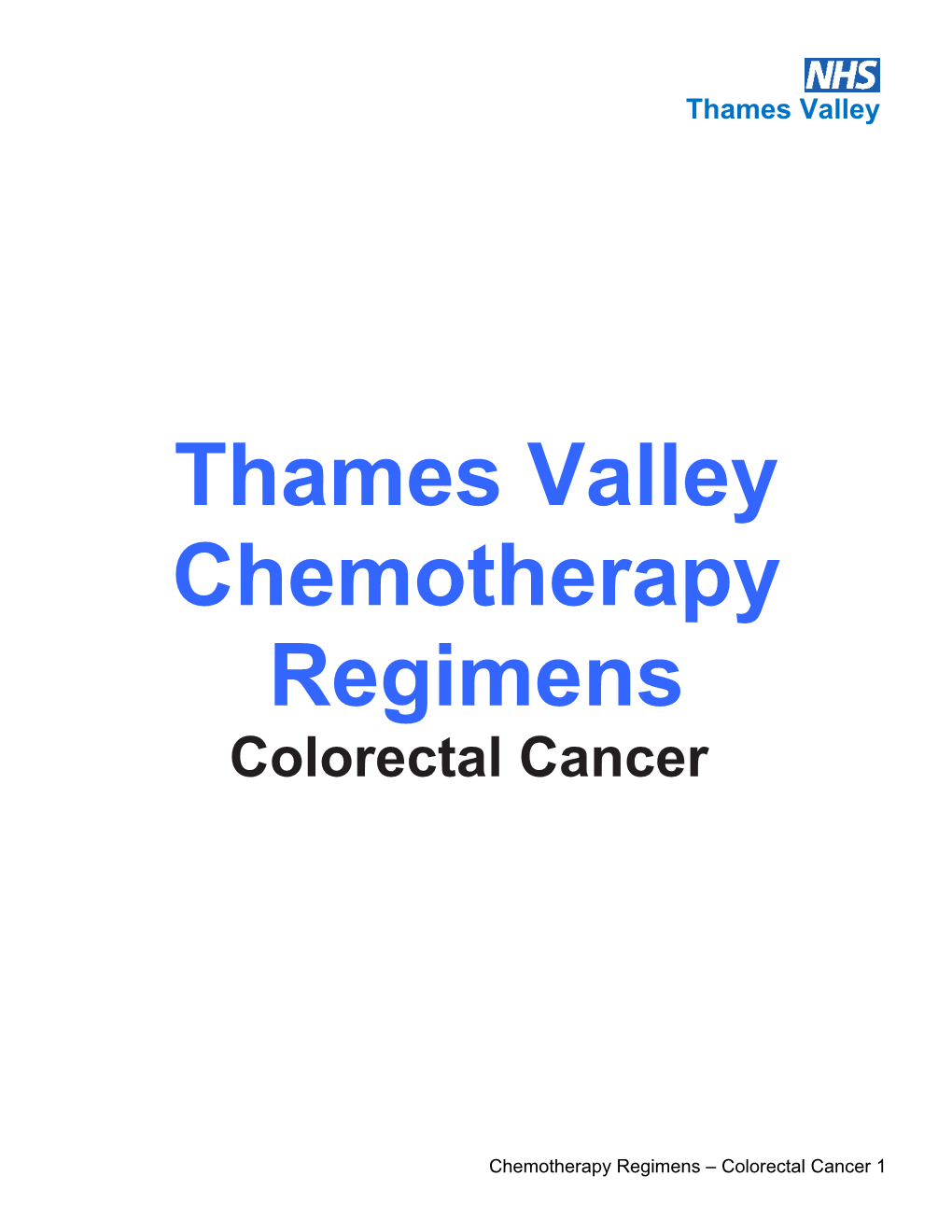 Thames Valley Chemotherapy Regimens Colorectal Cancer