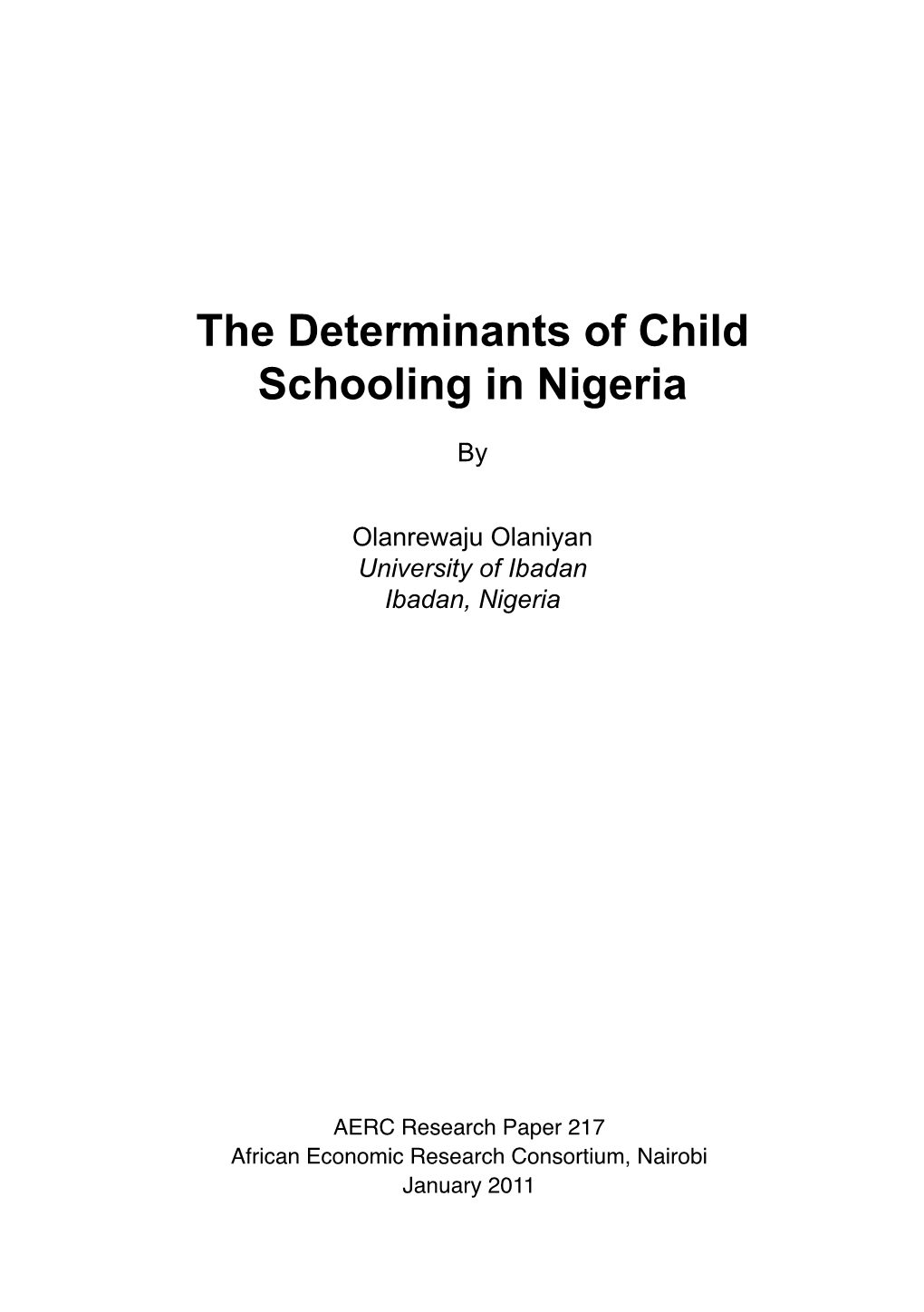 The Determinants of Child Schooling in Nigeria