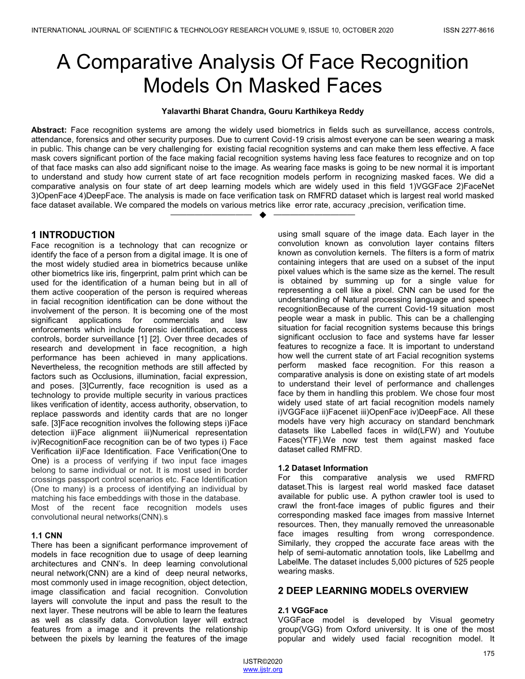 A Comparative Analysis of Face Recognition Models on Masked Faces