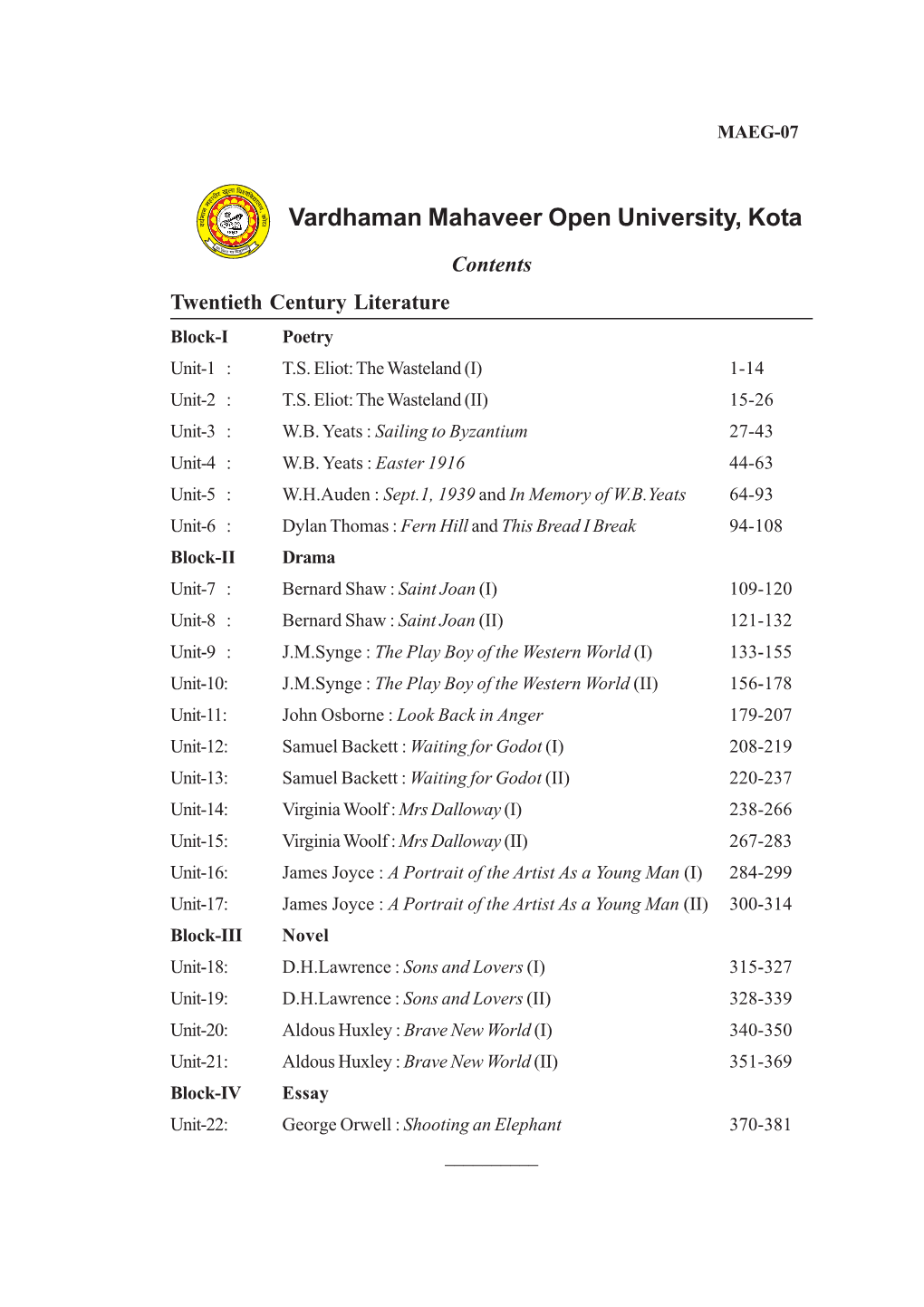 Vardhaman Mahaveer Open University, Kota