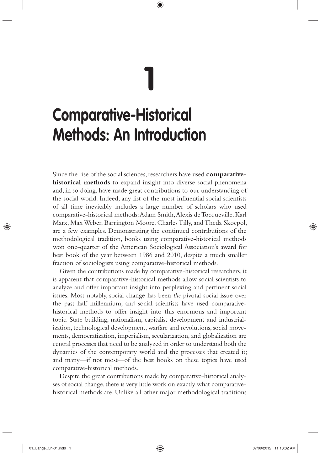 Comparative-Historical Methods: an Introduction