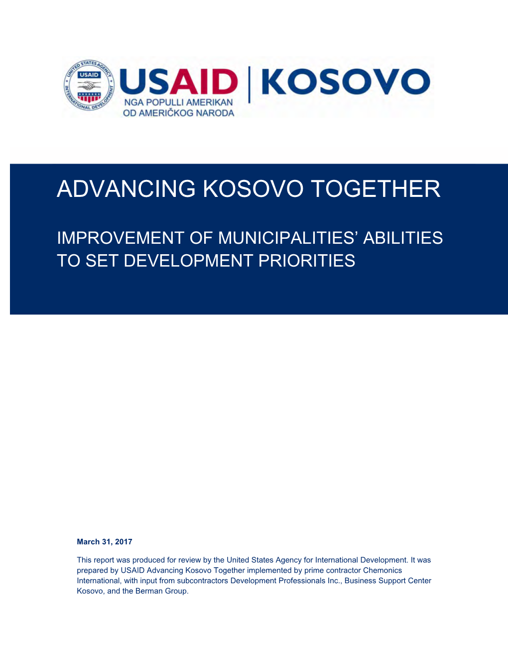 Advancing Kosovo Together