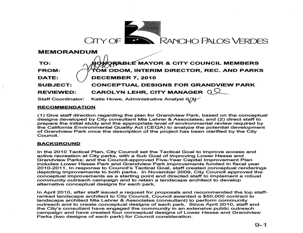 View the December 7, 2010 City Council Staff Report