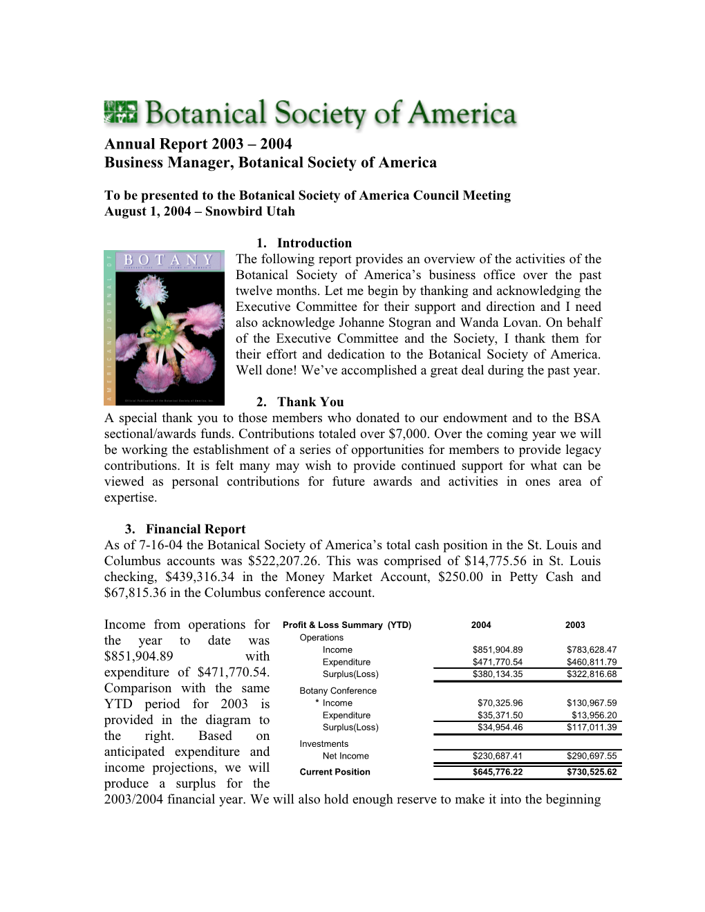 Business Manager, Botanical Society of America