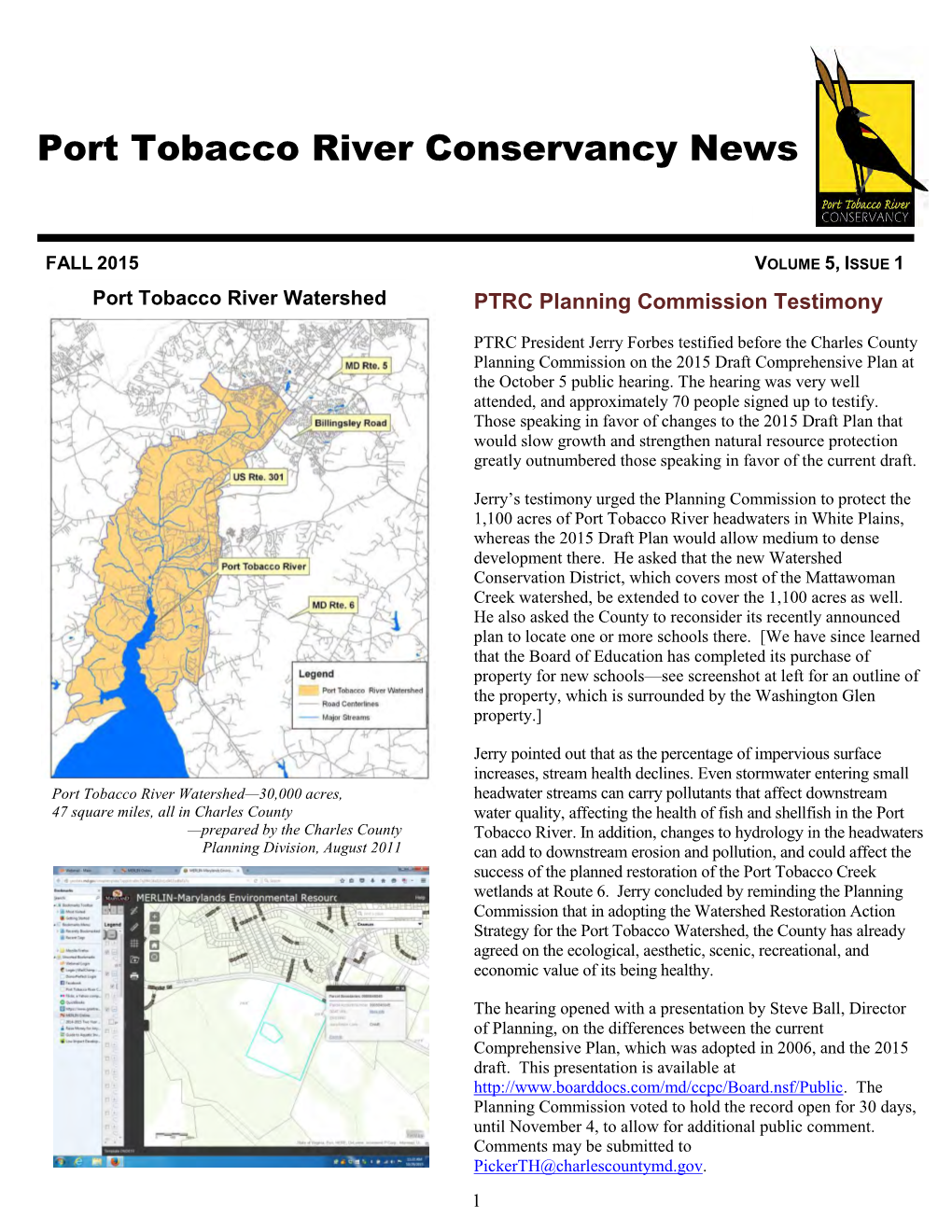 Port Tobacco River Conservancy News