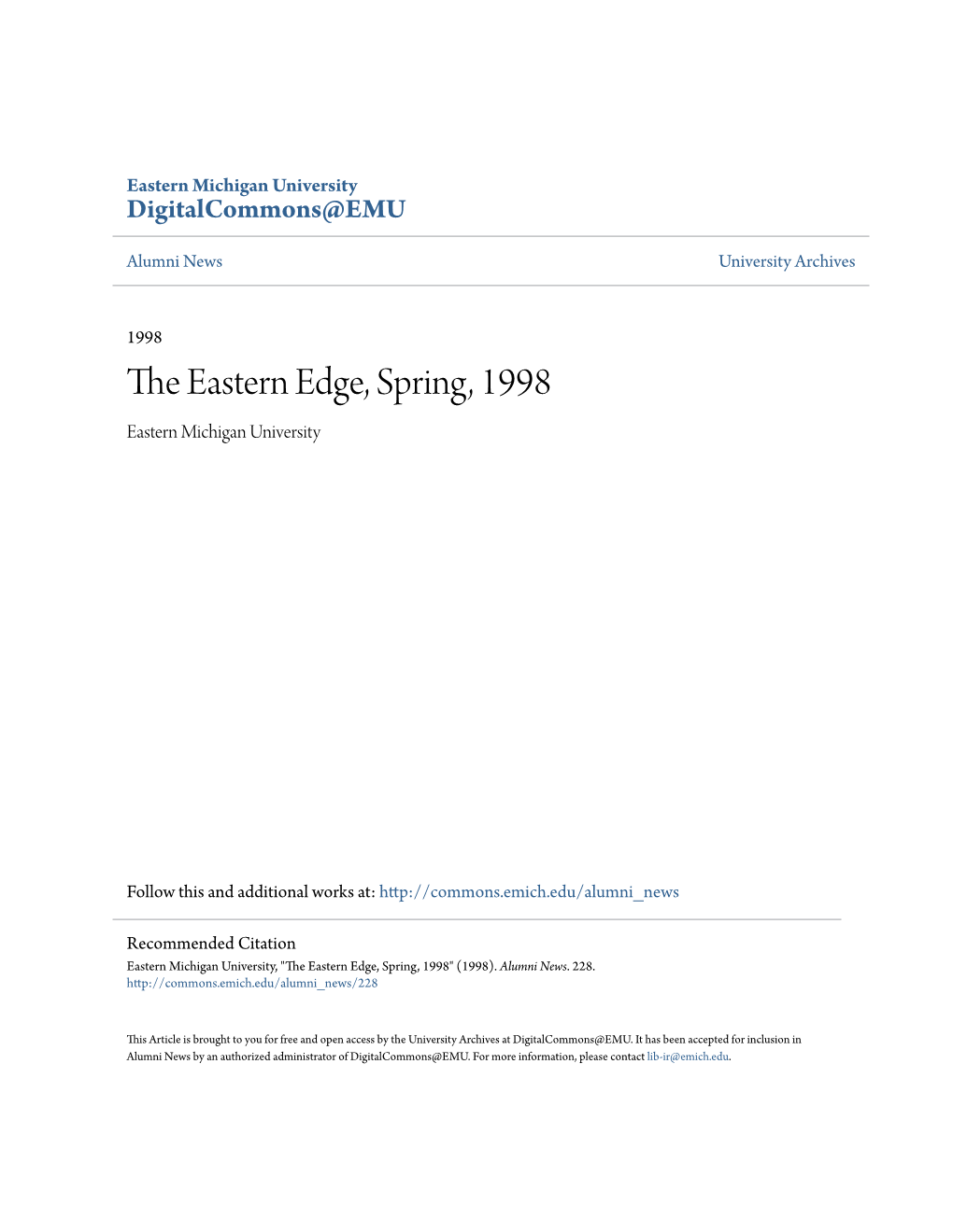 The Eastern Edge, Spring, 1998" (1998)