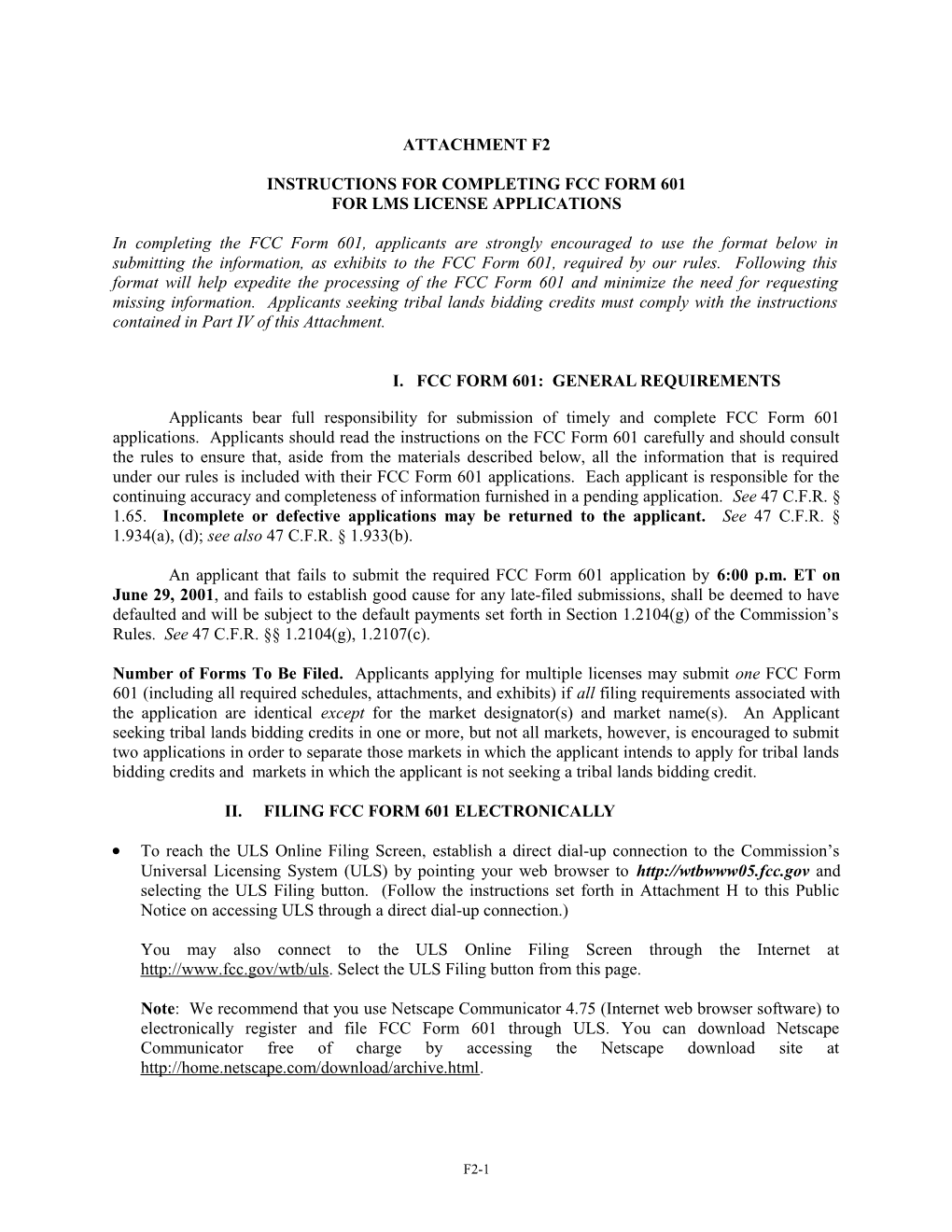 Instructions for Completing Fcc Form 601