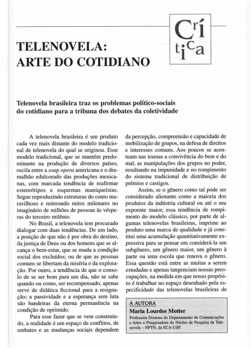 Telenovela: Arte Do Cotidiano