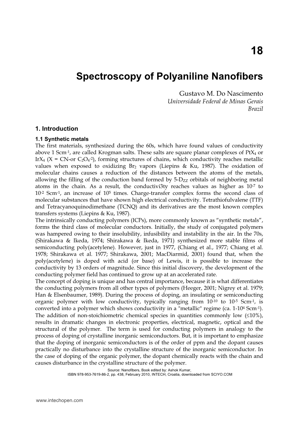 Spectroscopy of Polyaniline Nanofibers