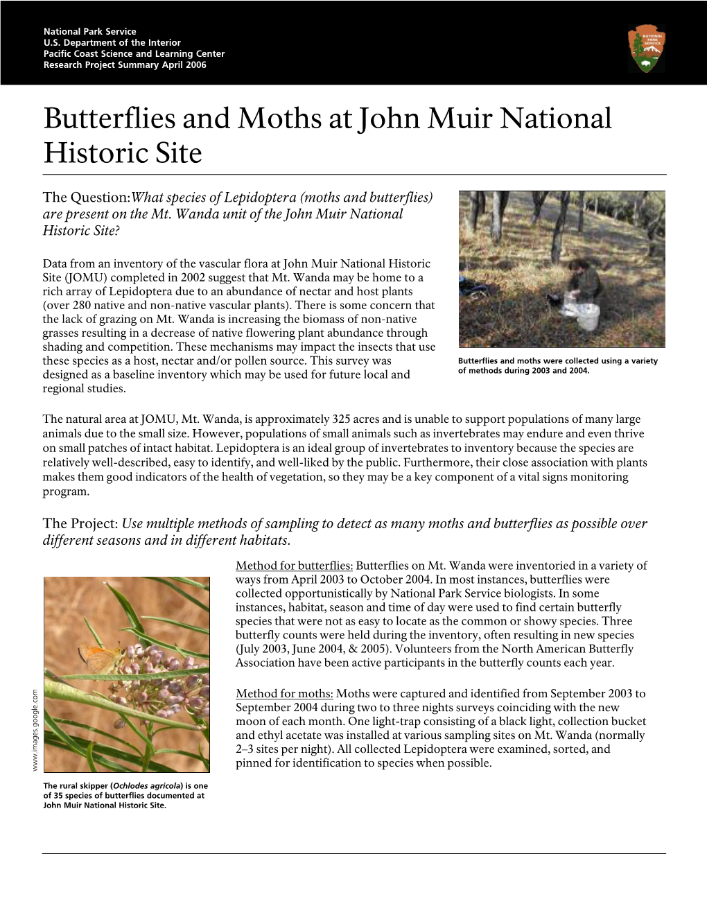 Butterflies and Moths at John Muir National Historic Site