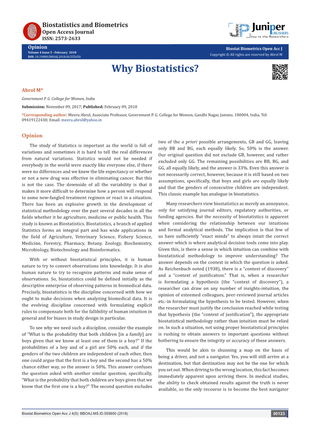 Why Biostatistics?