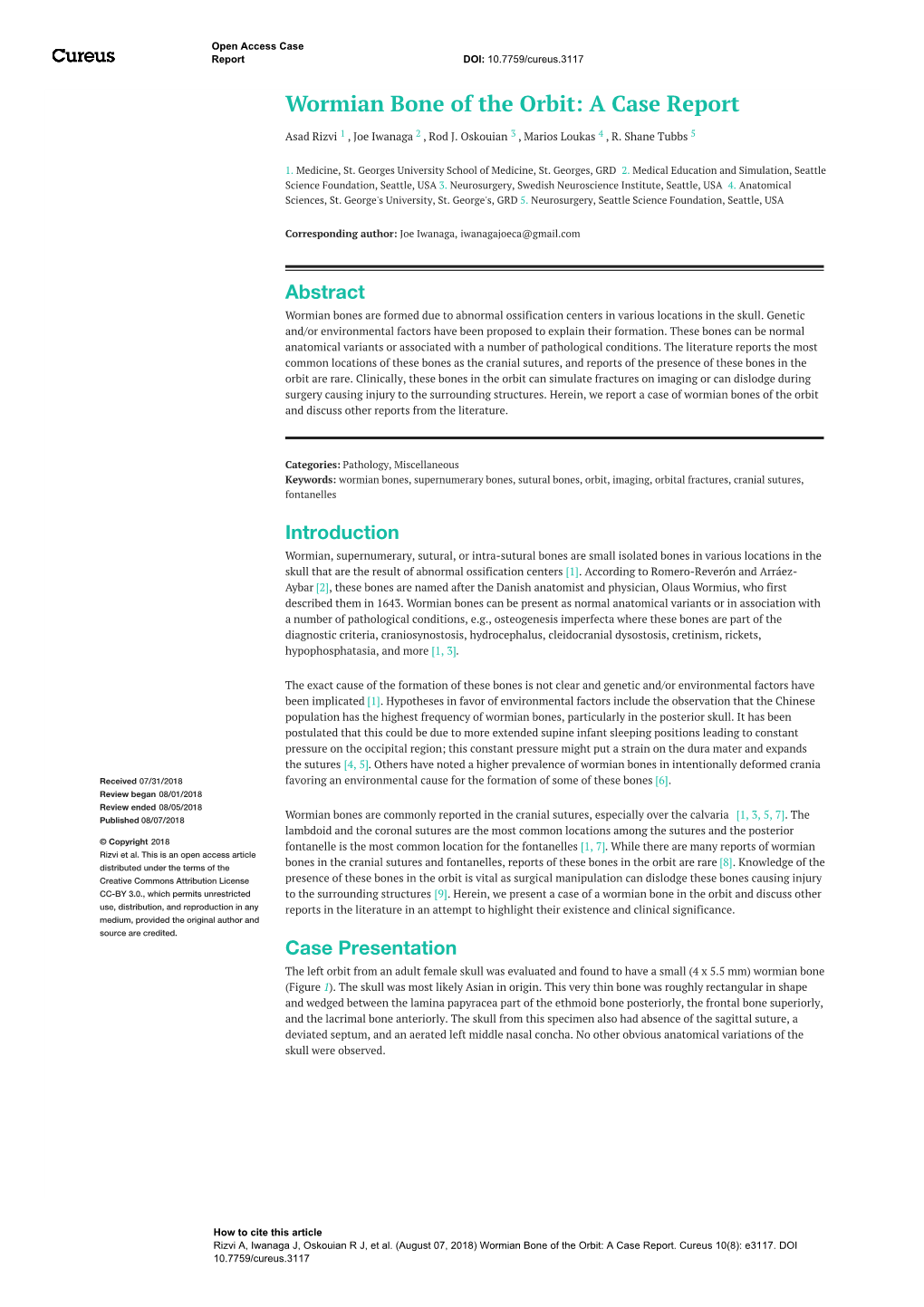 Wormian Bone of the Orbit: a Case Report