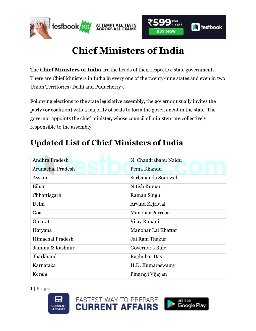 Chief Ministers of India