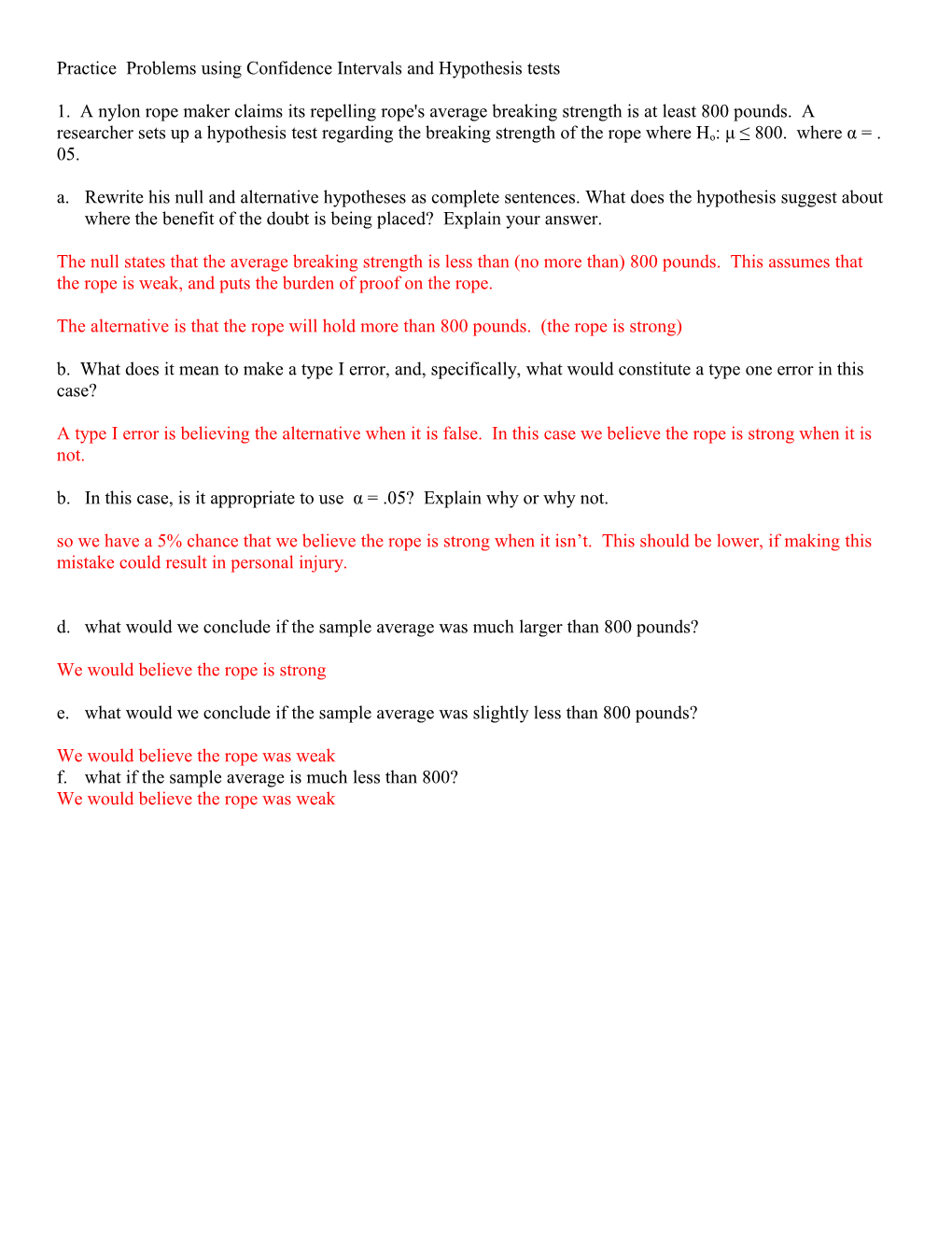 Practice Exam Populations,Samples, And Confidence Intervals