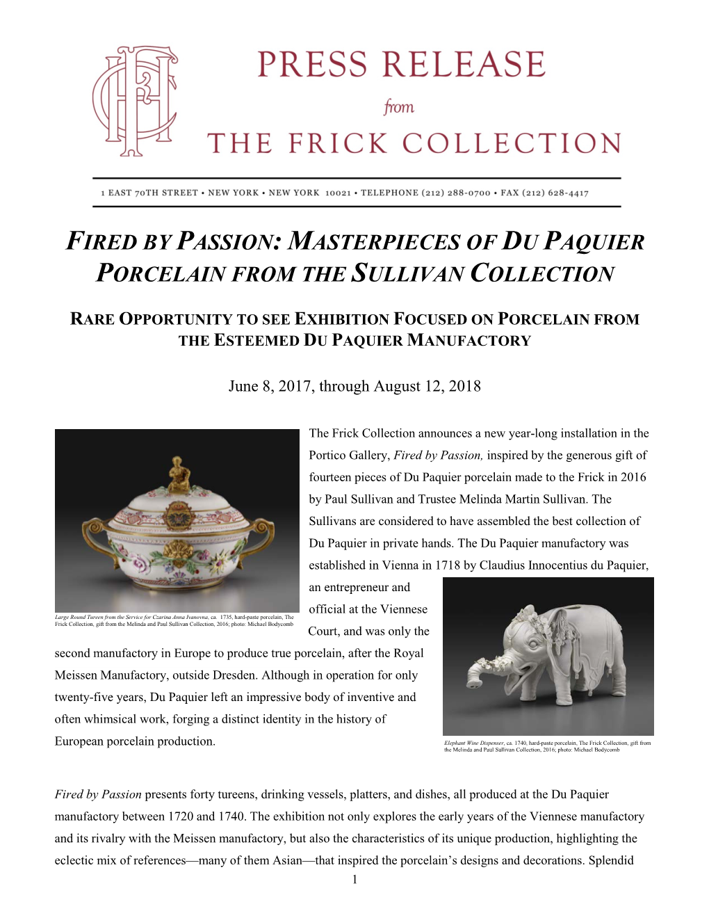 Masterpieces of Du Paquier Porcelain from the Sullivan Collection