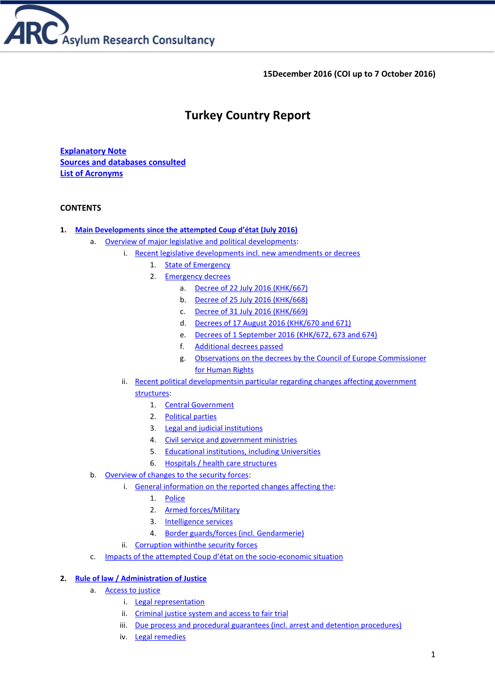 Turkey Country Report