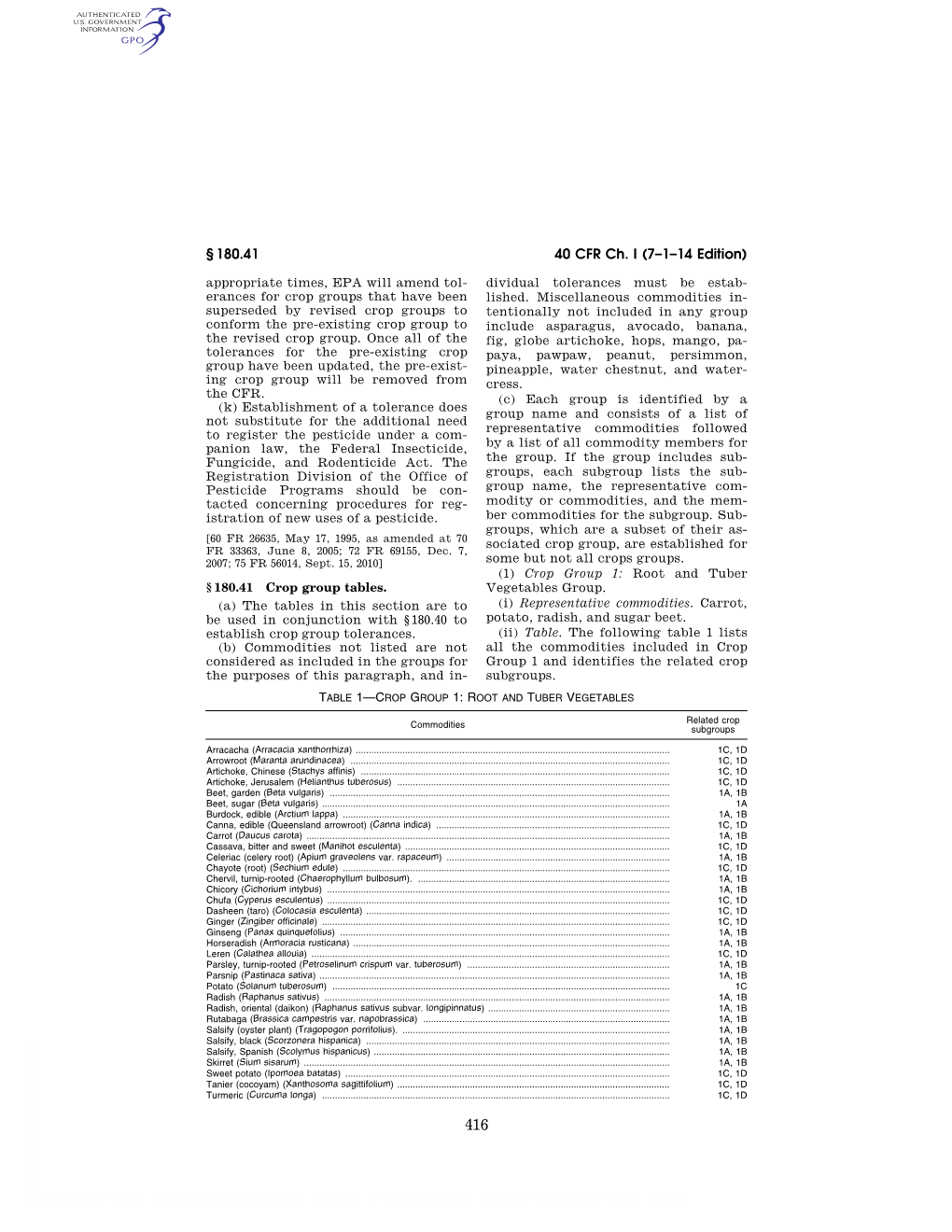 40 CFR Ch. I (7–1–14 Edition) § 180.41