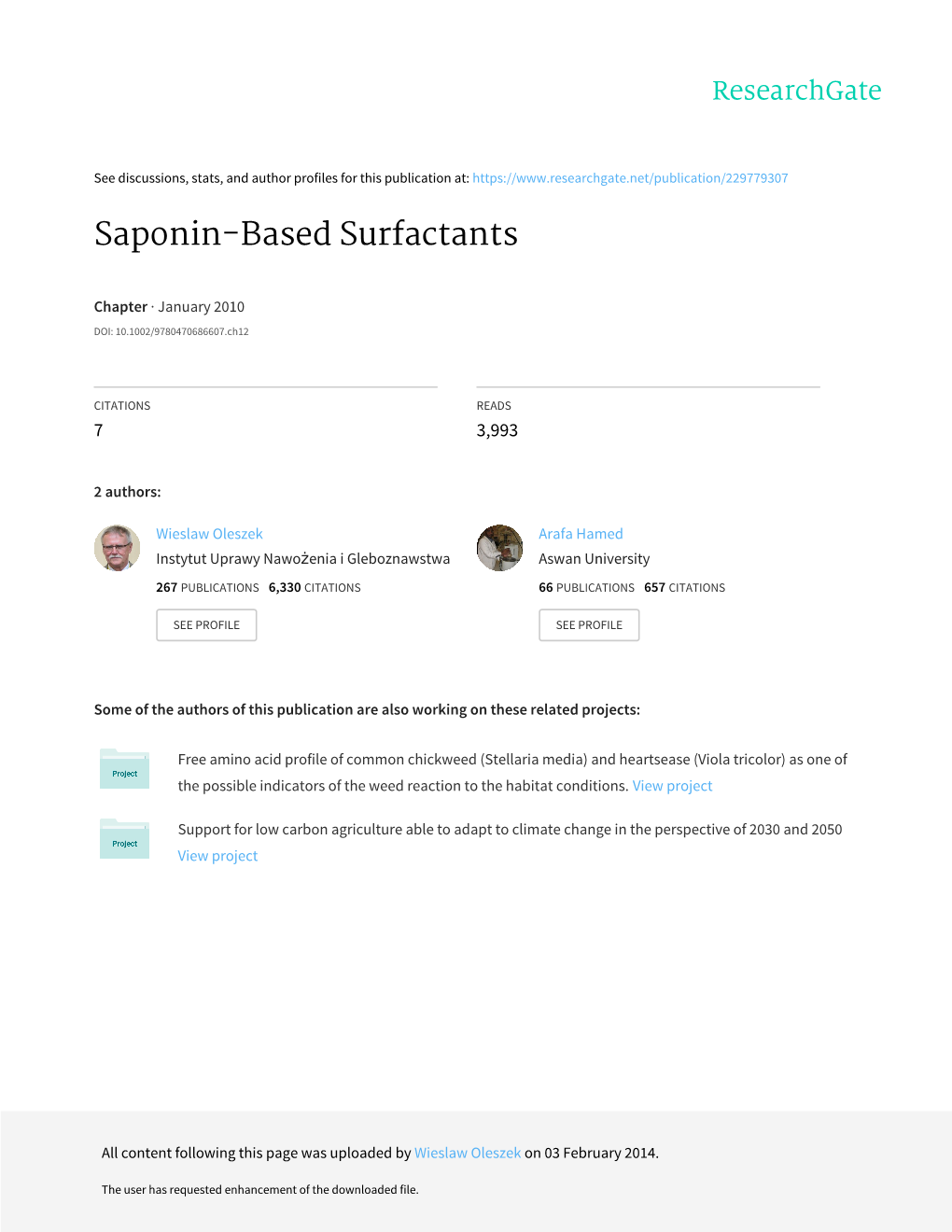 Saponin‐Based Surfactants