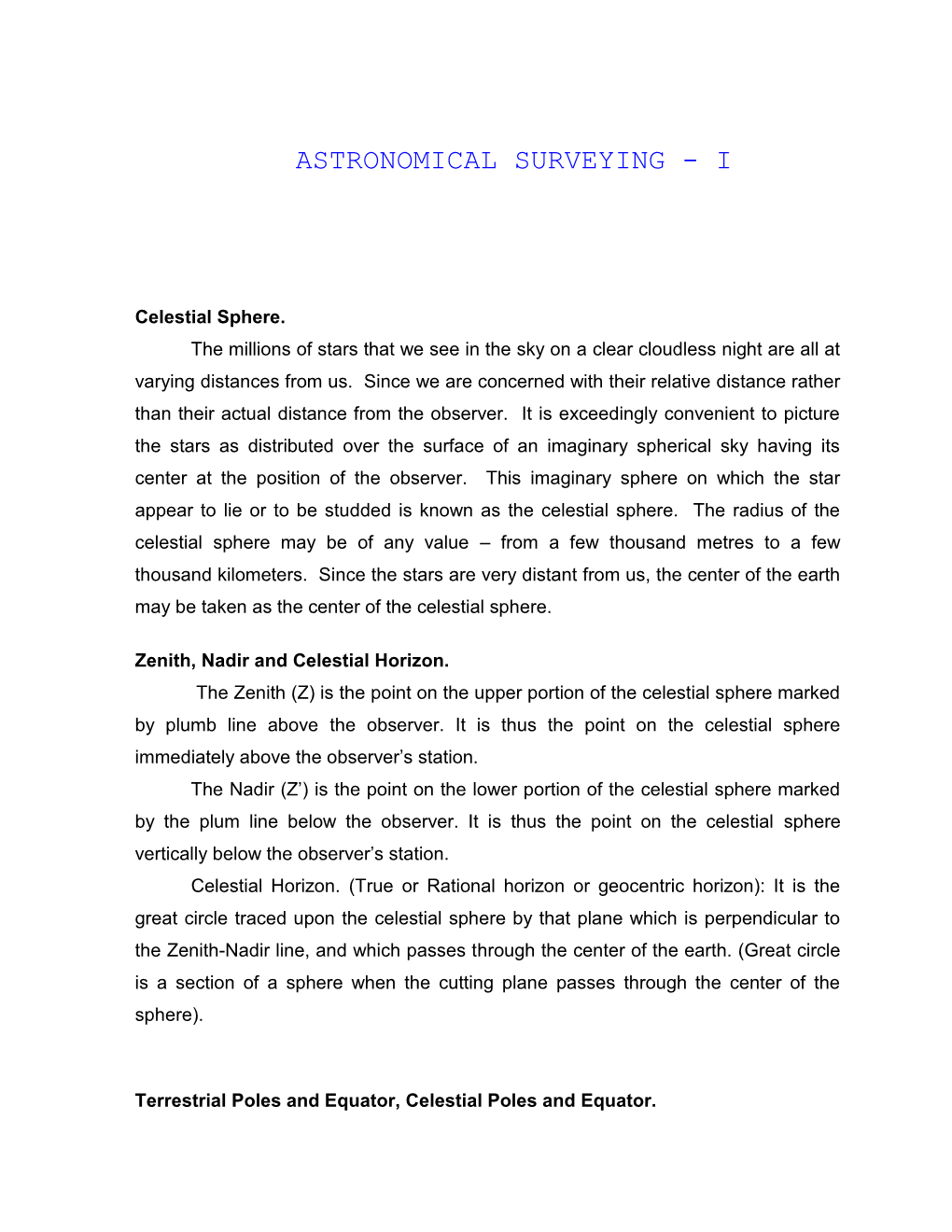 Astronomical Surveying