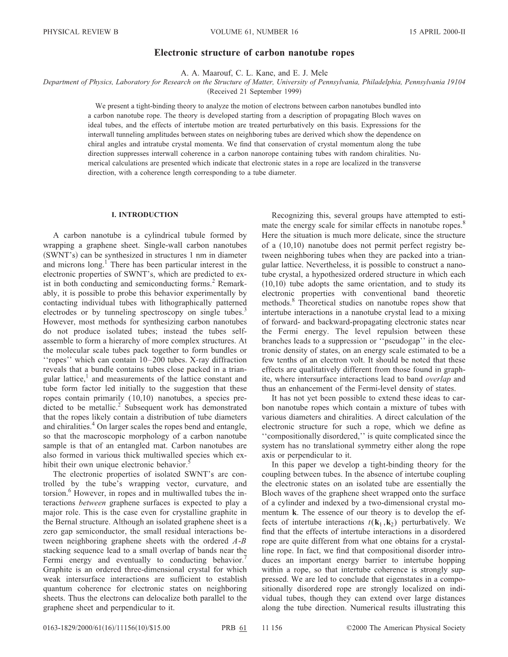 Electronic Structure of Carbon Nanotube Ropes