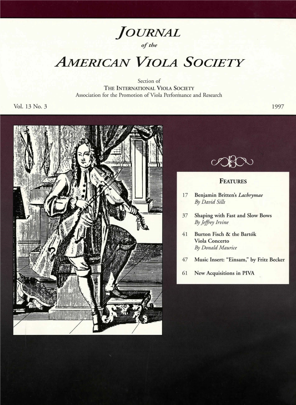 Journal of the American Viola Society Volume 13 No. 3, 1997