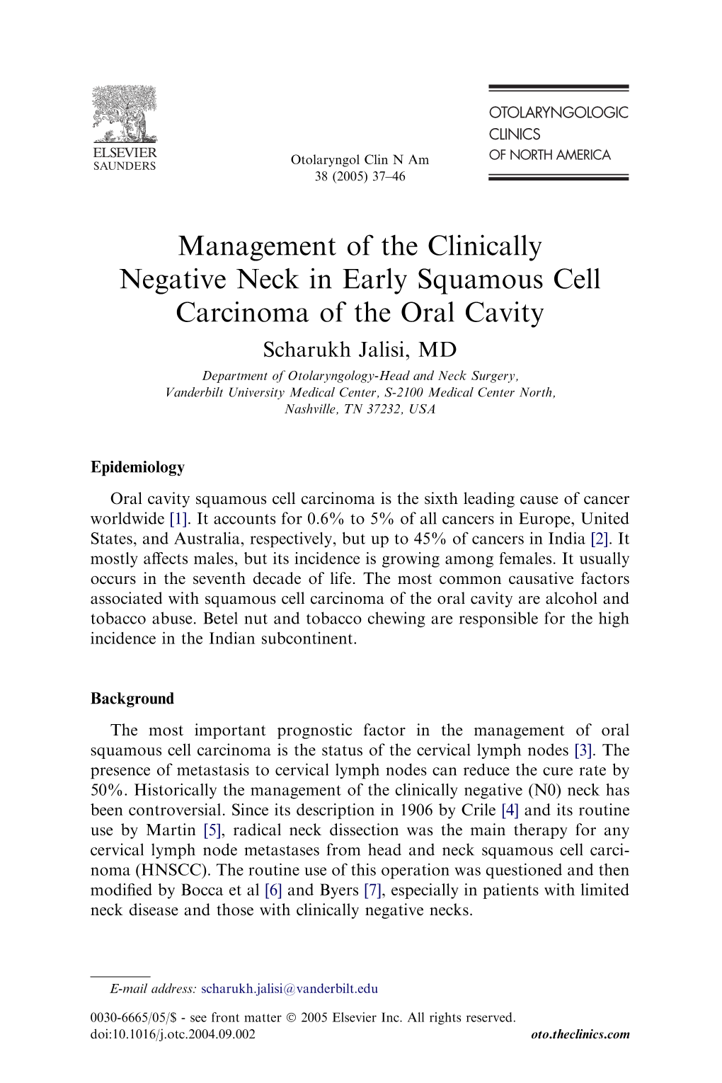 Management of the Clinically Negative Neck in Early Squamous
