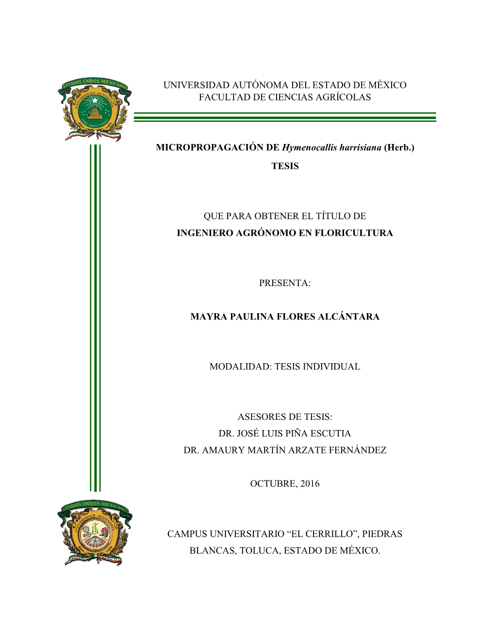 Universidad Autónoma Del Estado De México Facultad De Ciencias Agrícolas