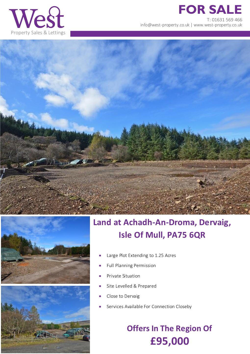 FOR SALE Land at Achadh-An-Droma, Dervaig, Isle of Mull, PA75