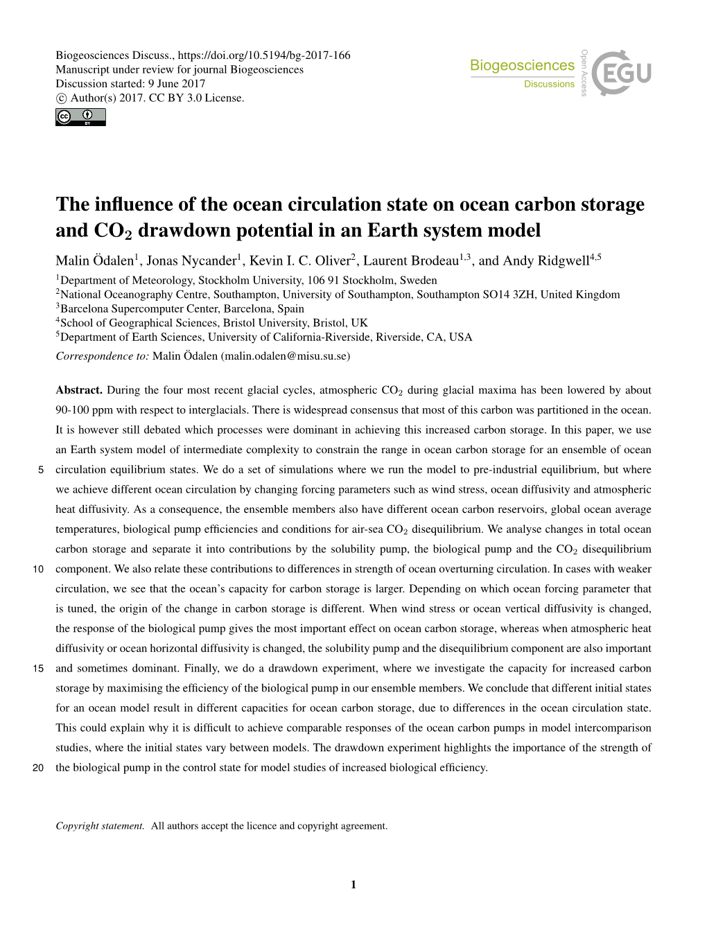 The Influence of the Ocean Circulation State on Ocean Carbon Storage And