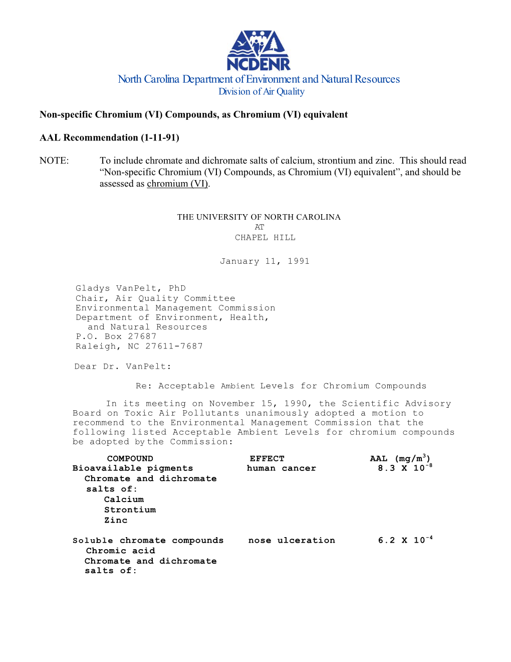 Non-Specific Chromium Compounds, As Chromium VI Equivalent