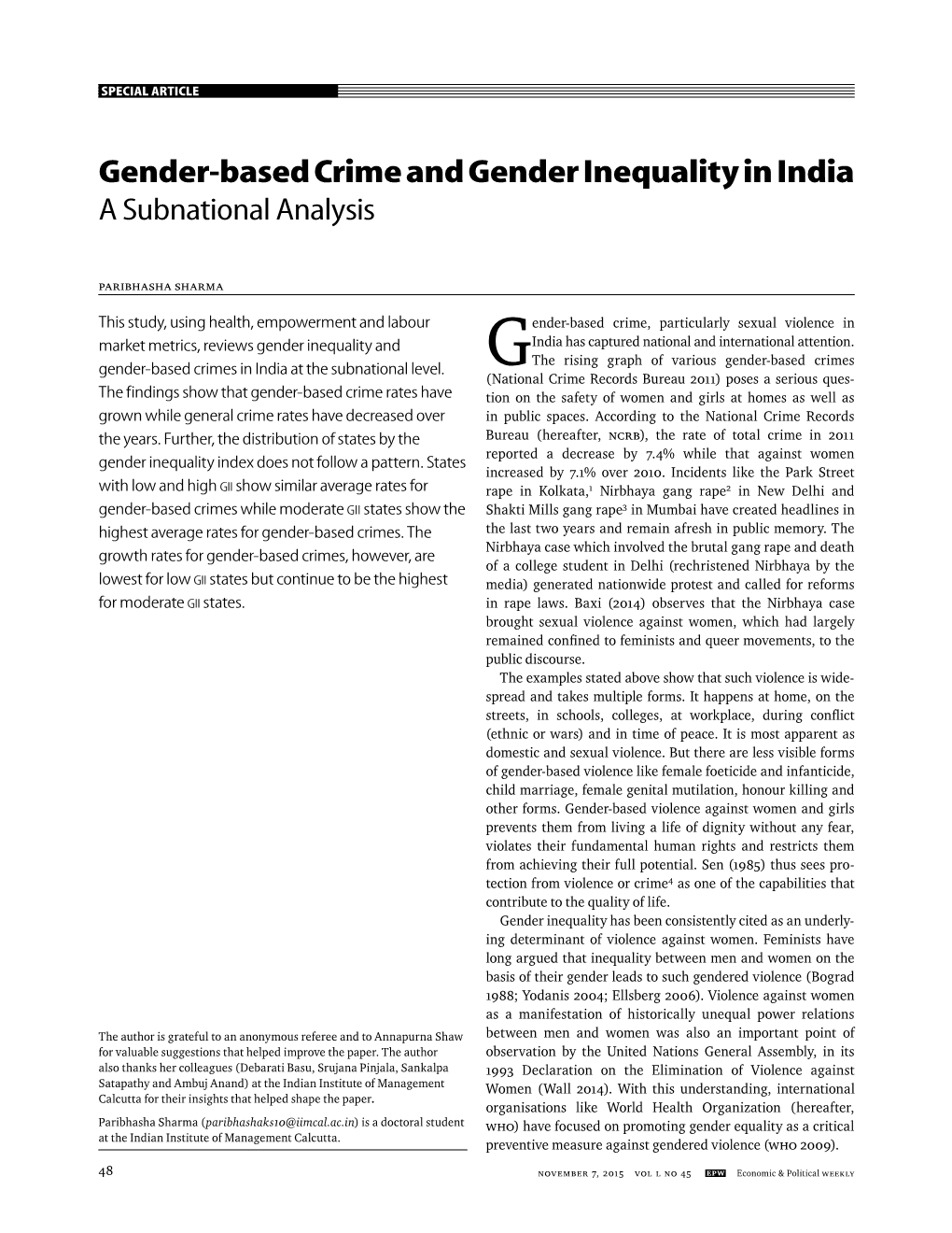 Gender Inequalities