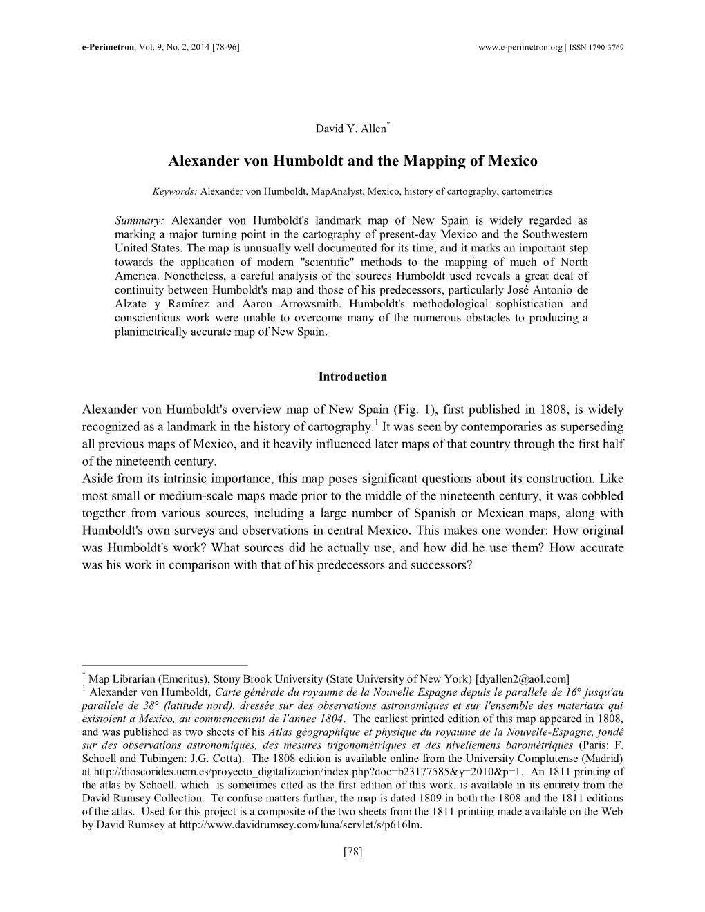 Alexander Von Humboldt and the Mapping of Mexico