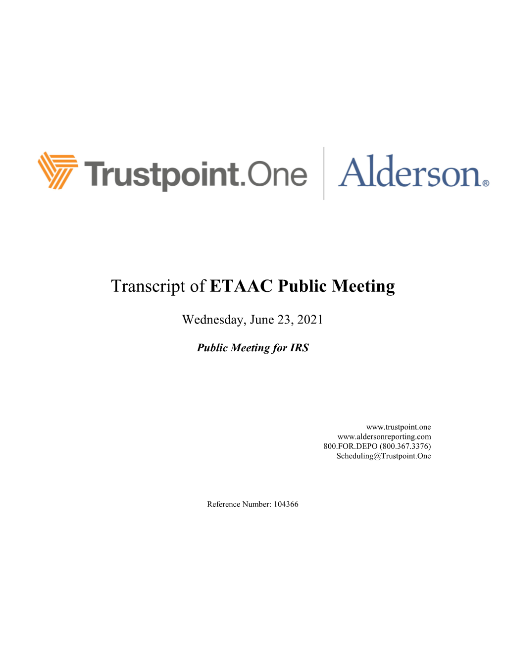 June 23, 2021 Transcript of ETAAC Public Meeting