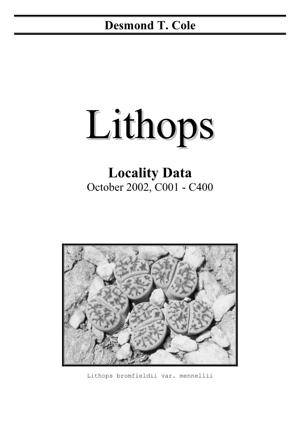 Lithops Locality Data (C1-C400), October 2002