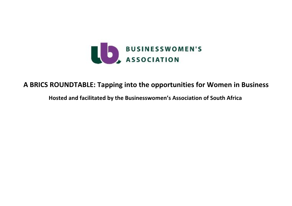 Hosted and Facilitated by the Businesswomen S Association of South Africa