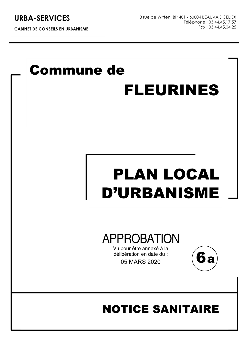 PLAN LOCAL D'urbanisme FLEURINES 6A