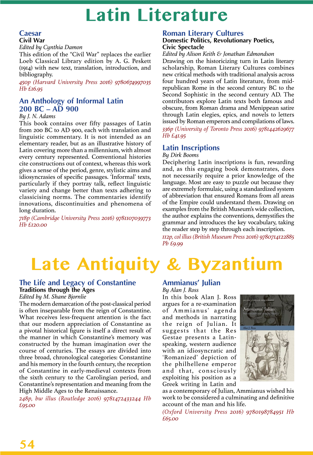 Latin Literature Late Antiquity & Byzantium