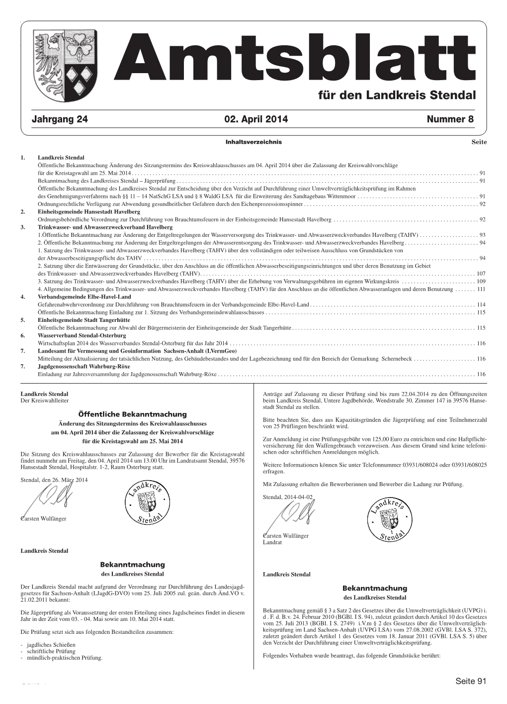 Amtsblatt Amtsblattfür Den Landkreis Stendal Vom 11