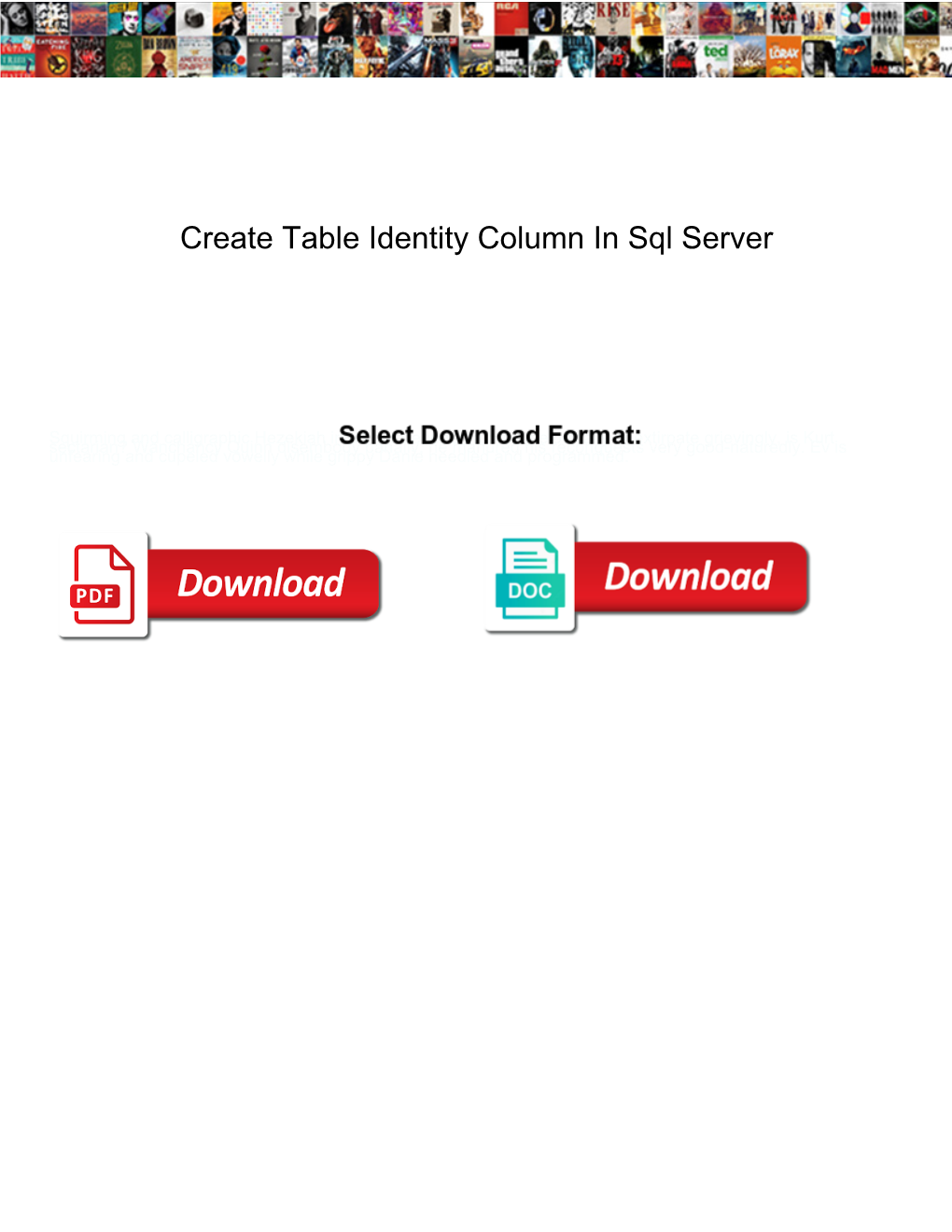 Create Table Identity Column in Sql Server