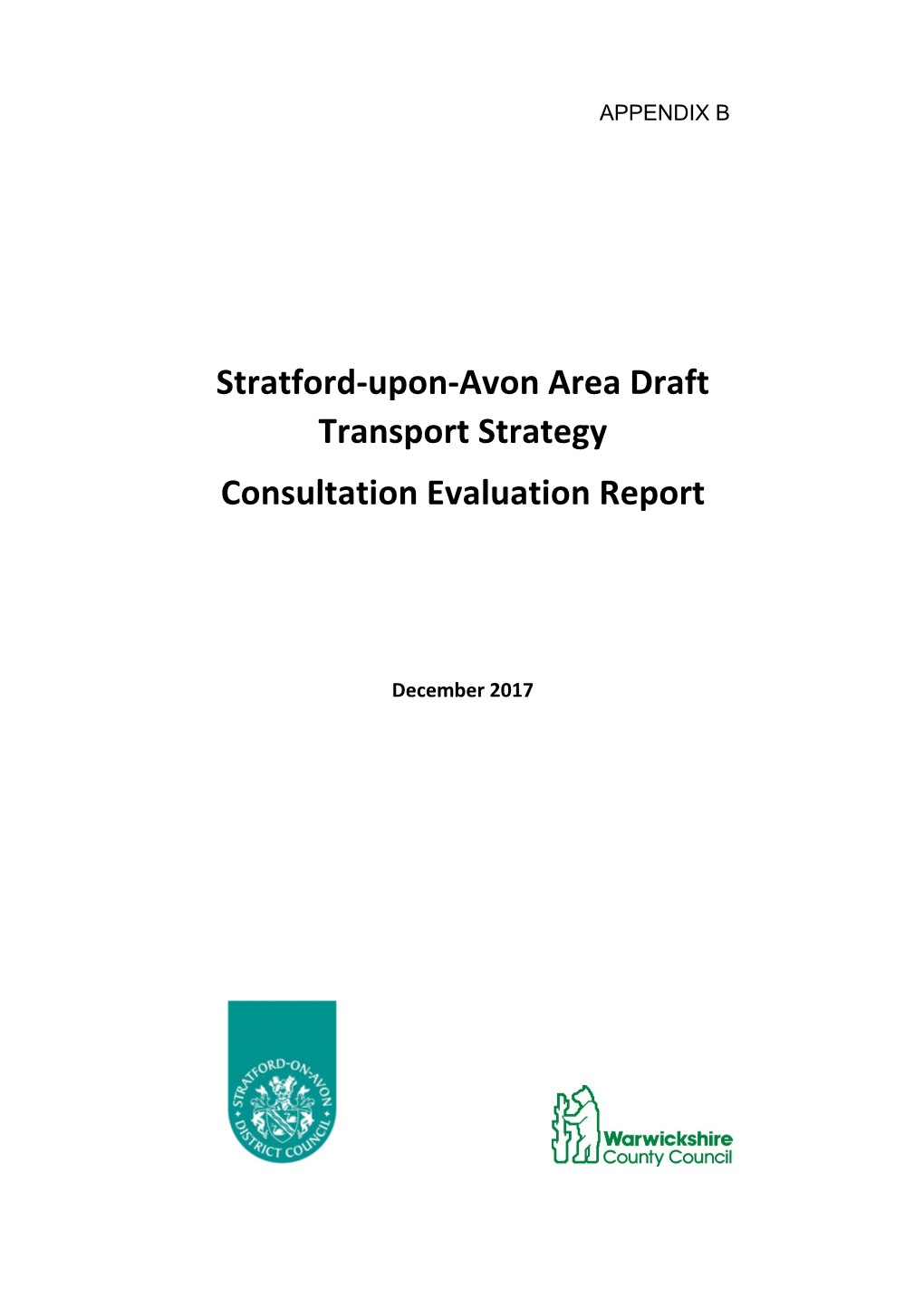 Stratford-Upon-Avon Area Draft Transport Strategy Consultation Evaluation Report