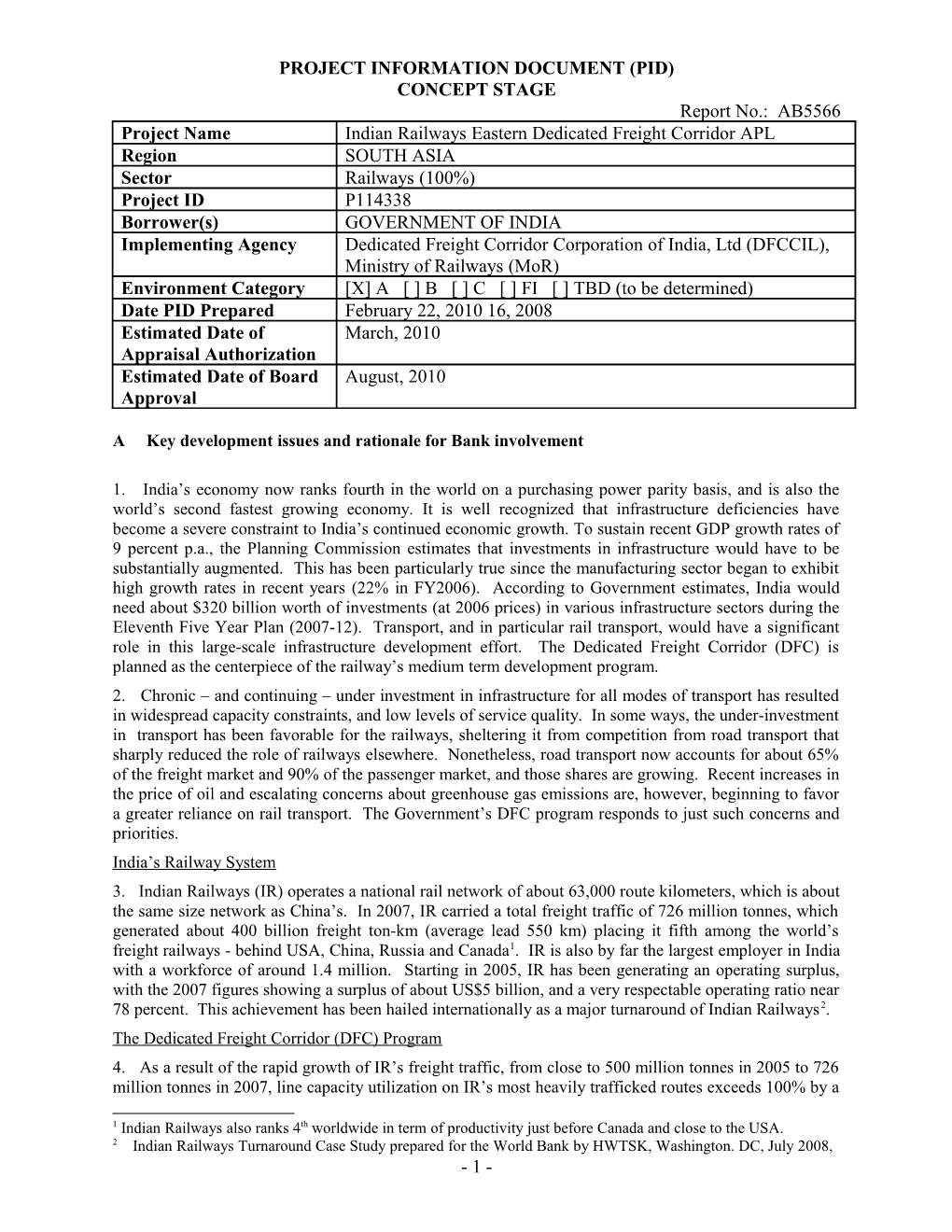 Project Information Document (Pid) s6