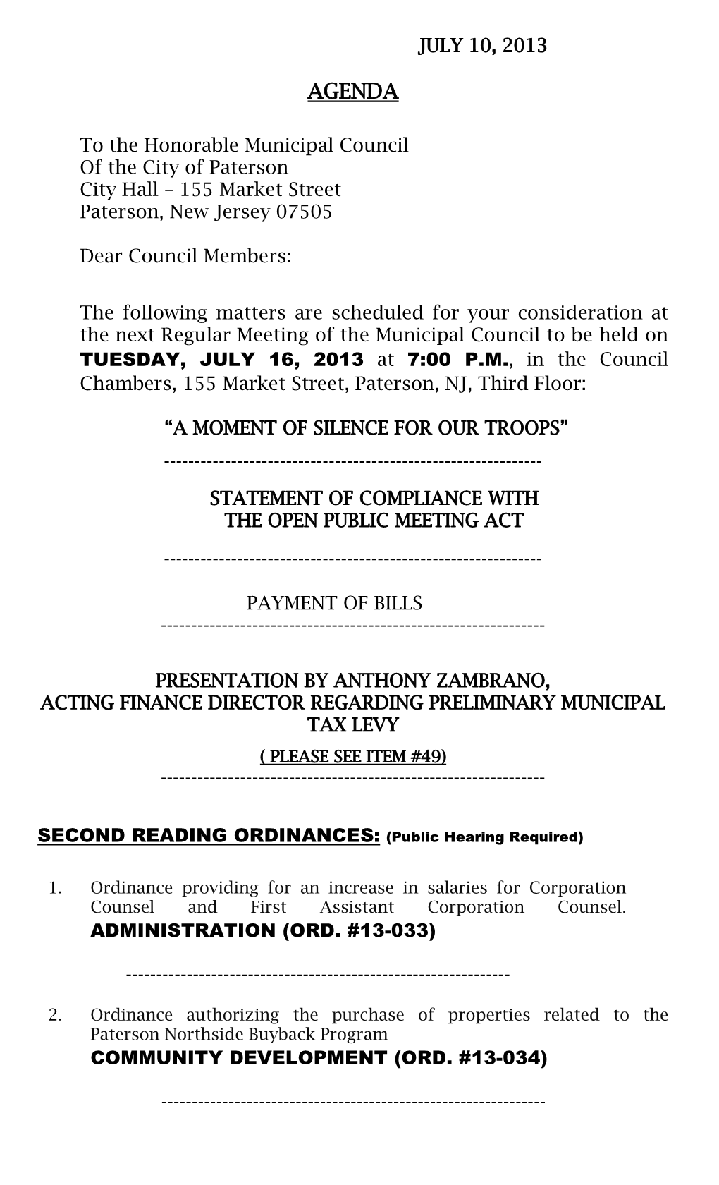 City Council's Agenda