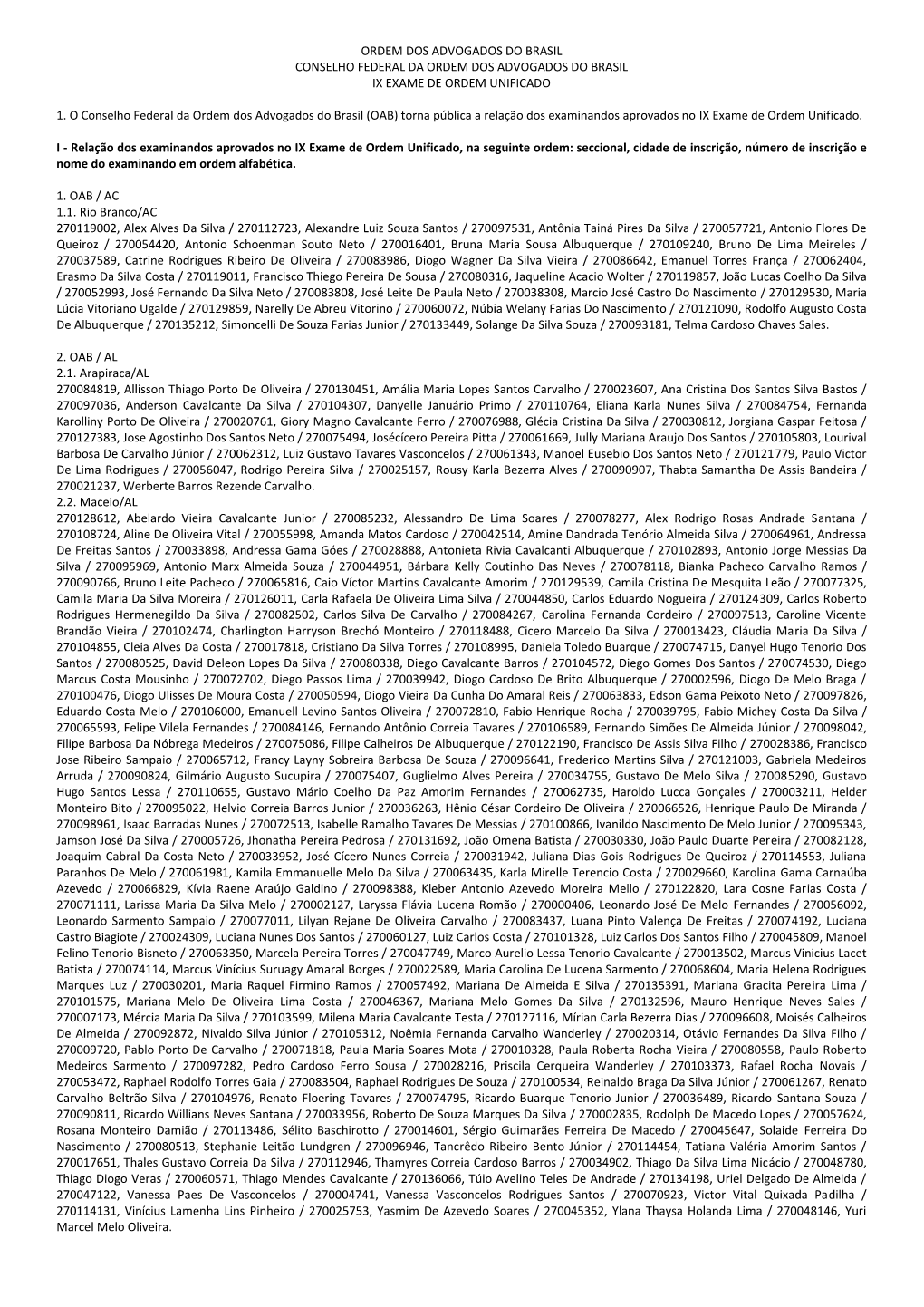 Ordem Dos Advogados Do Brasil Conselho Federal Da Ordem Dos Advogados Do Brasil Ix Exame De Ordem Unificado