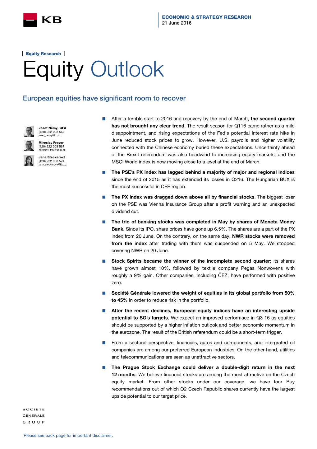 Equity Outlook