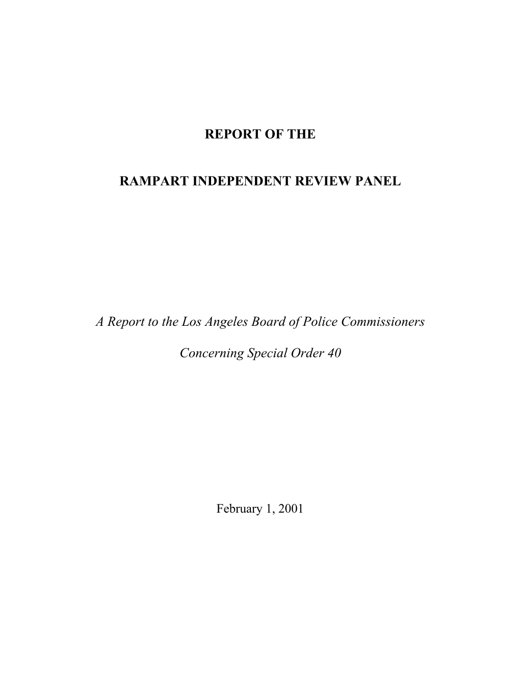 Report of the Rampart Independent Review Panel A
